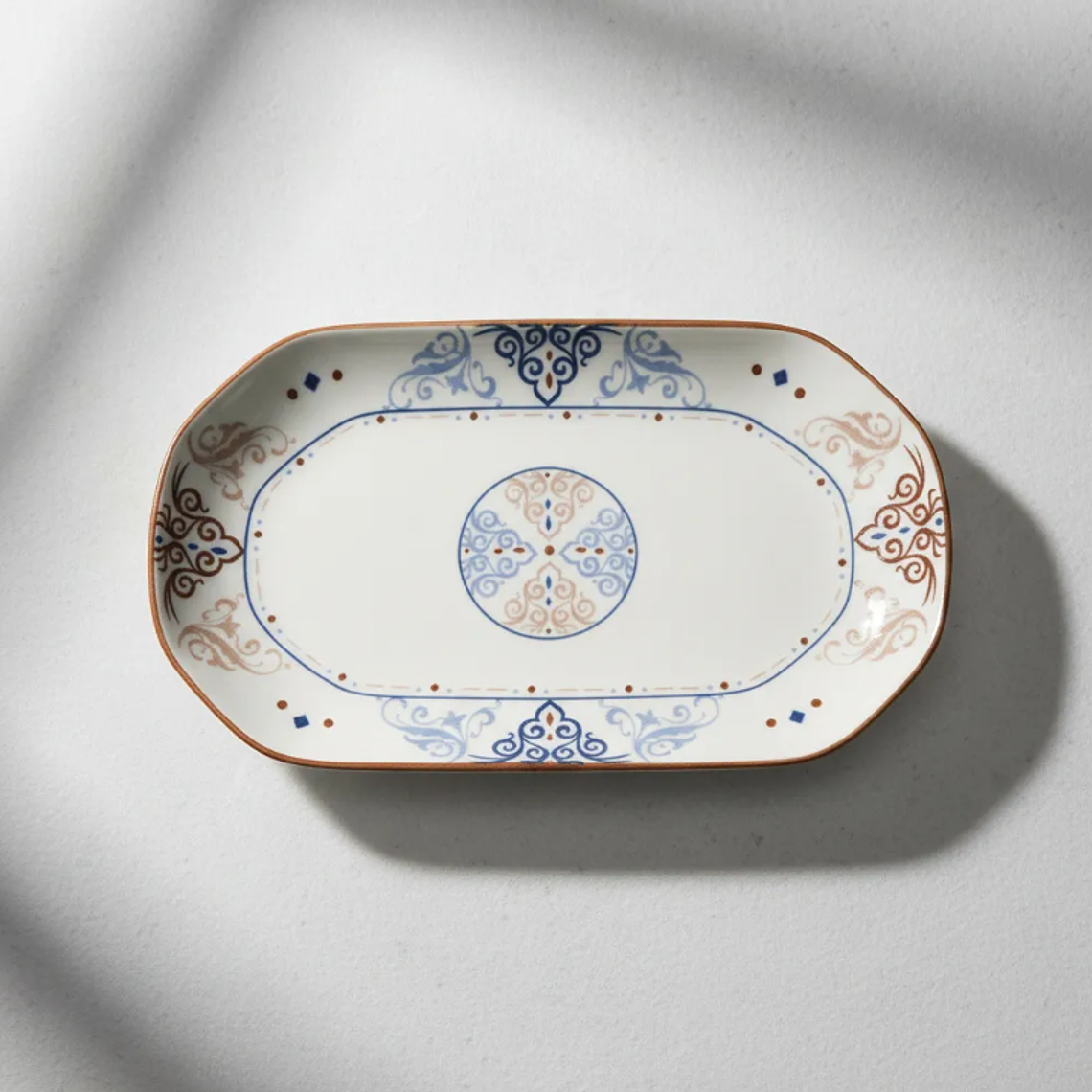 Fuente de cerámica rectangular 20.5 cm diseño bohemio 3