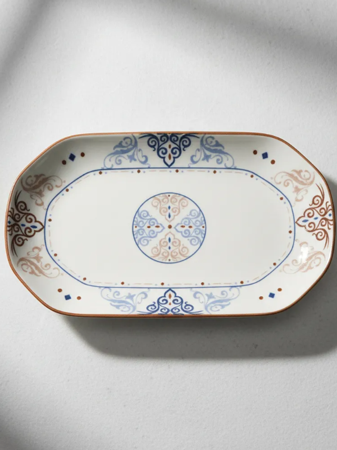 Fuente de cerámica rectangular 20.5 cm diseño bohemio 3