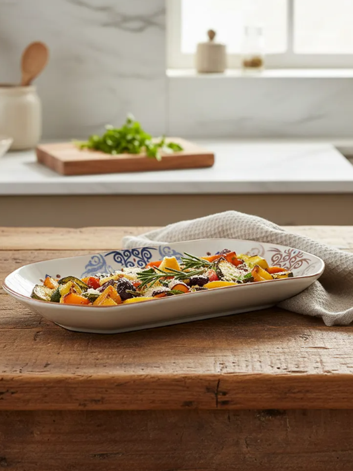 Fuente de cerámica rectangular 20.5 cm diseño bohemio 2