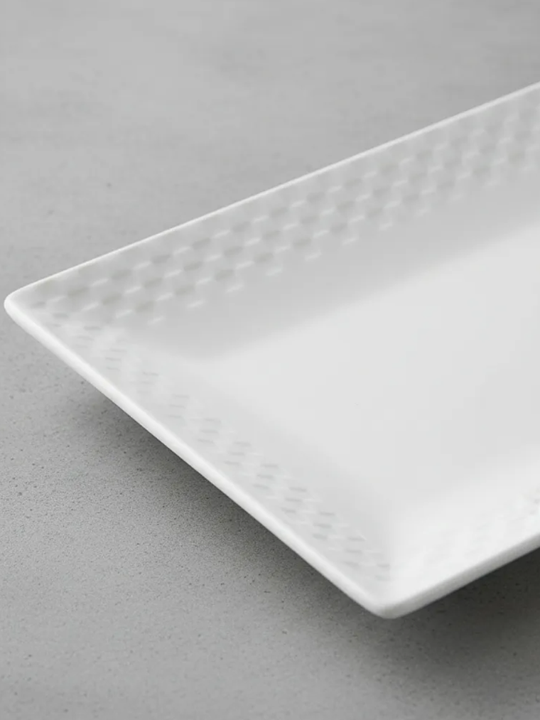 Plato fuente rectangular cerámica blanca 30x16 cm 3