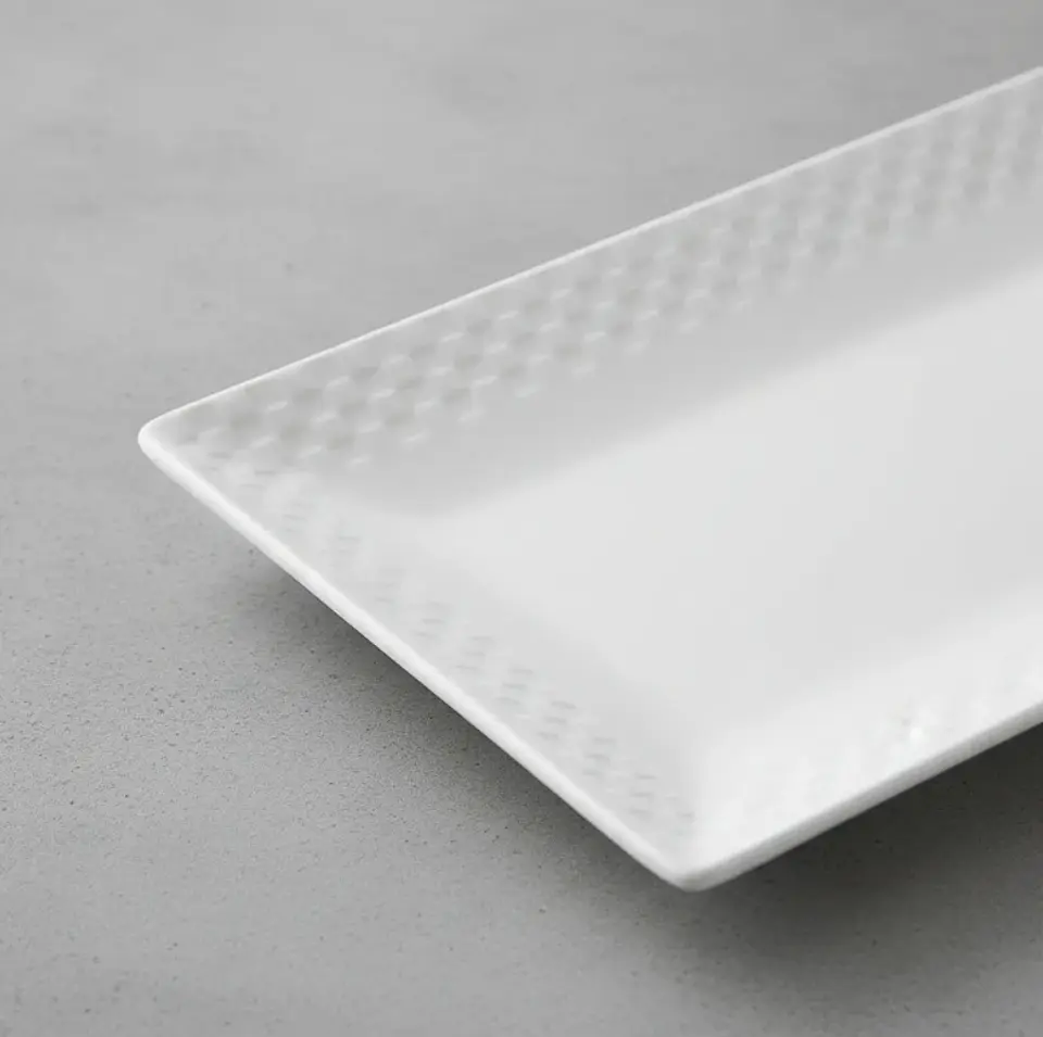 Plato fuente rectangular cerámica blanca 30x16 cm 3