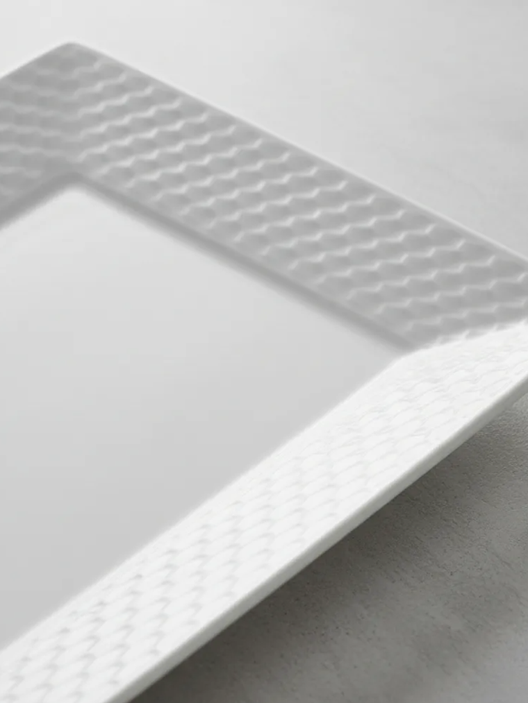 Plato fuente rectangular cerámica blanca 30x16 cm 4