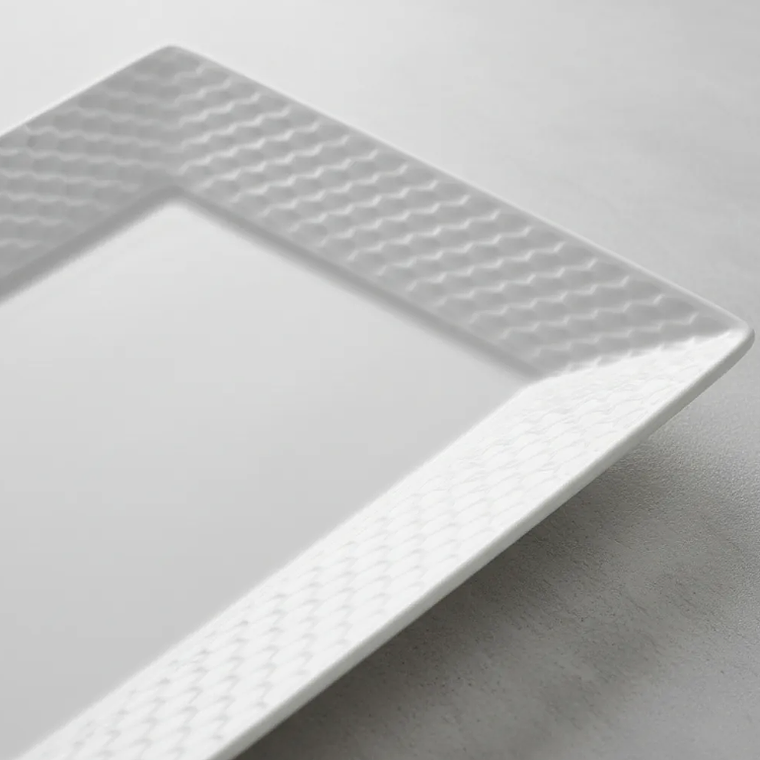 Plato fuente rectangular cerámica blanca 30x16 cm 4