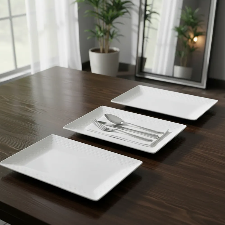 Plato fuente rectangular cerámica blanca 30x16 cm 5