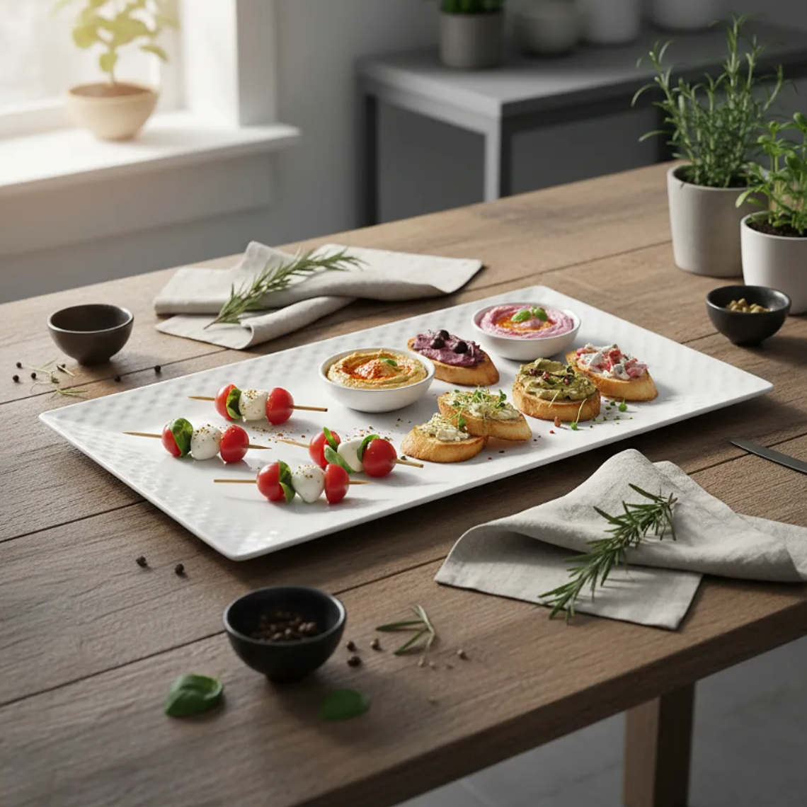 Plato fuente rectangular cerámica blanca 30x16 cm 1