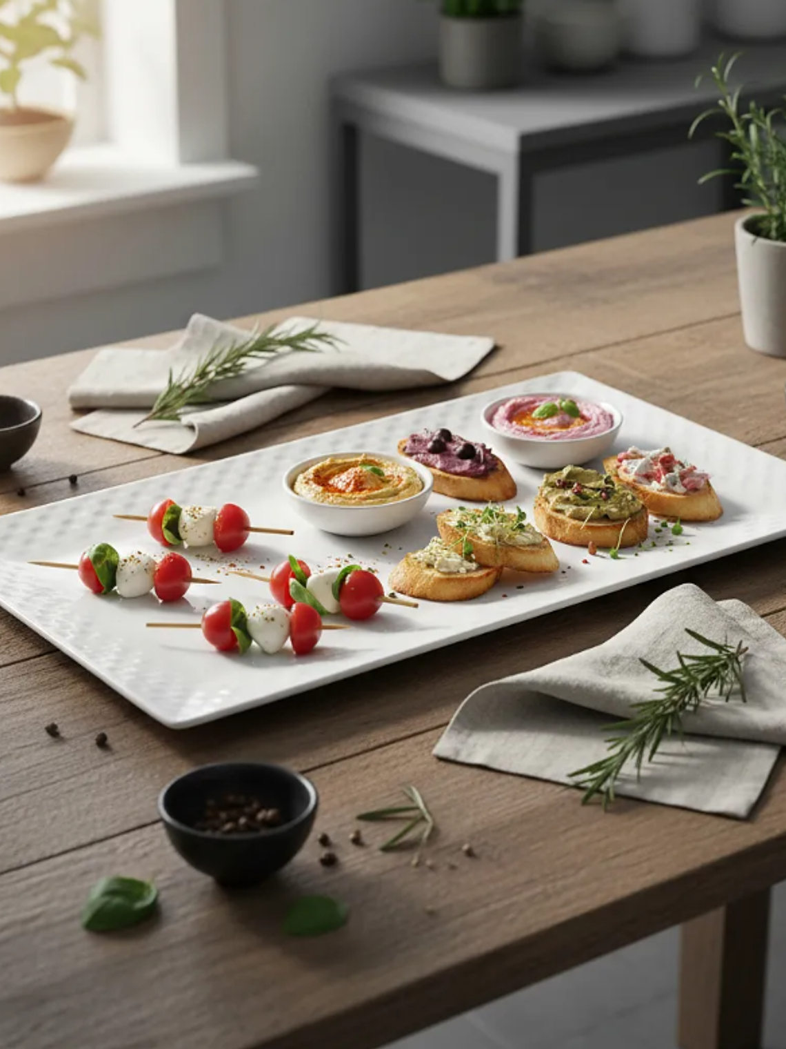 Plato fuente rectangular cerámica blanca 30x16 cm 1