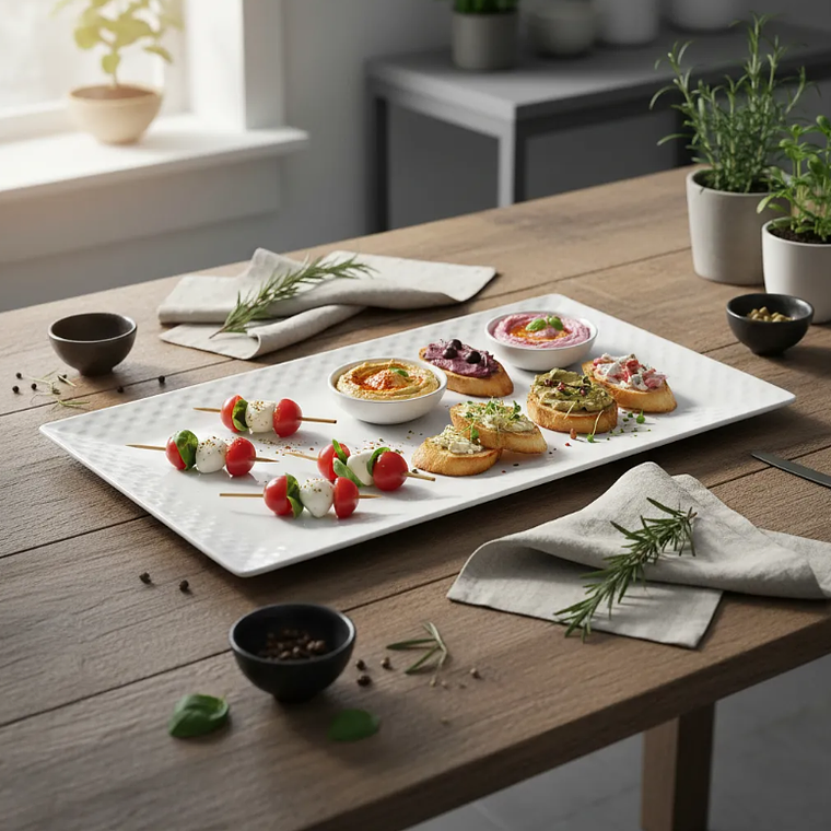 Plato fuente rectangular cerámica blanca 30x16 cm 1