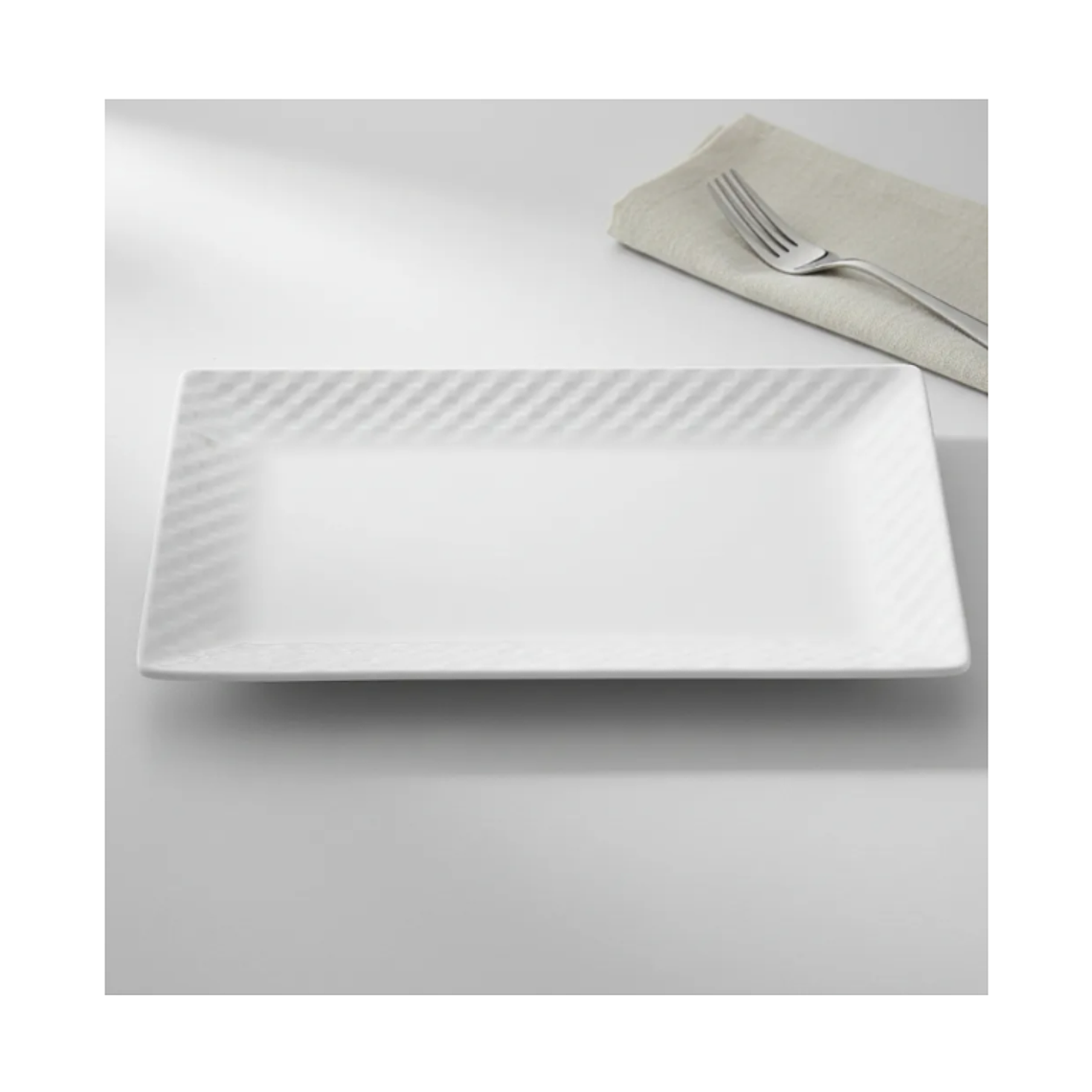 Plato fuente rectangular cerámica blanca 30x16 cm 2