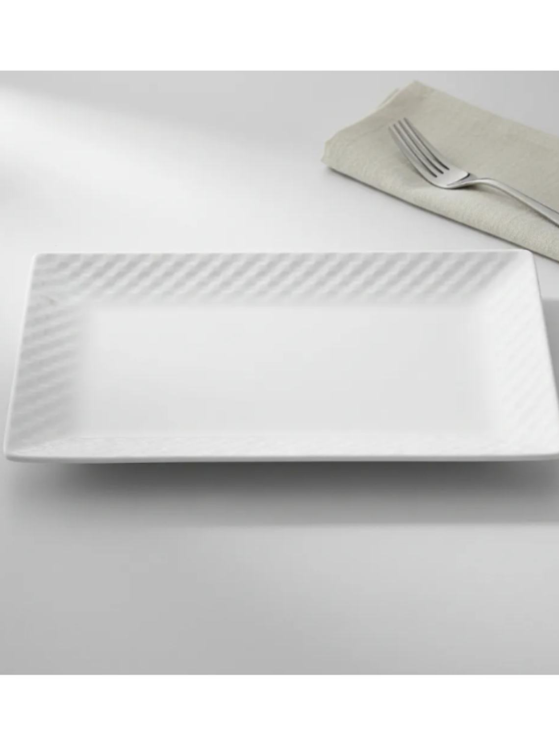 Plato fuente rectangular cerámica blanca 30x16 cm 2