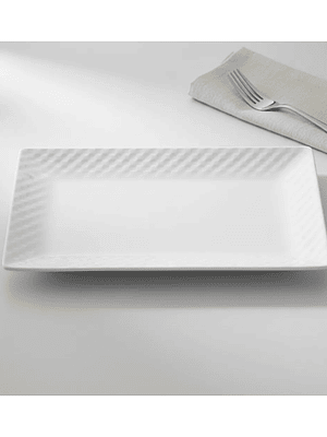 Plato fuente rectangular cerámica blanca 30x16 cm