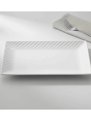 Plato fuente rectangular cerámica blanca 30x16 cm