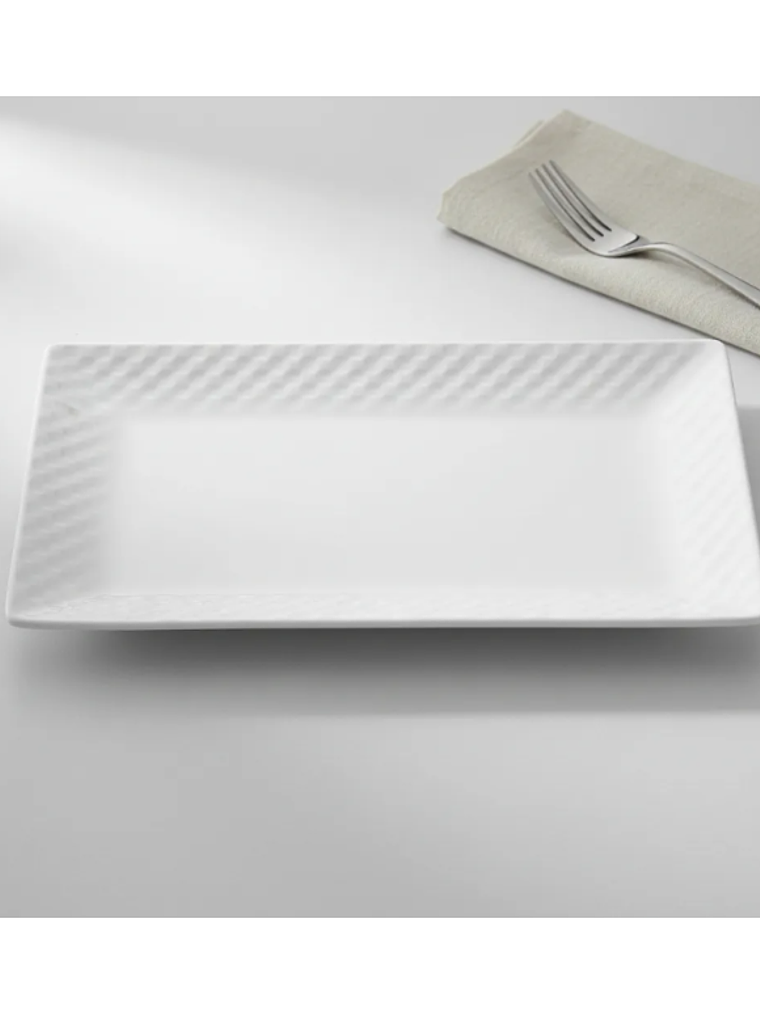 Plato fuente rectangular cerámica blanca 30x16 cm 2