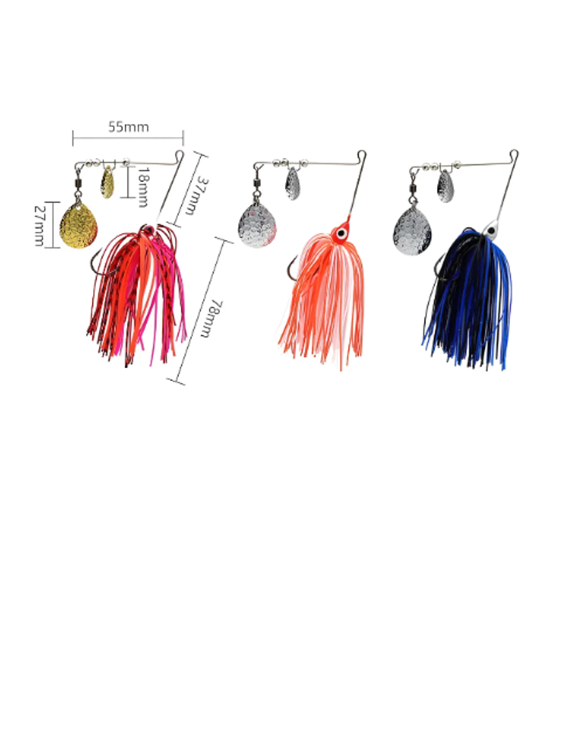 Señuelo Spinnerbait Doble Hoja 78mm Varios Colores 2