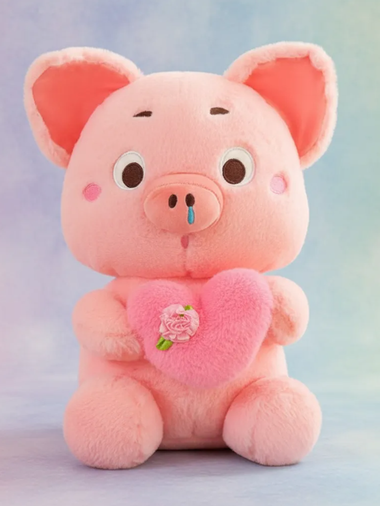 Peluche Chanchito Cerdito Rosado Con Corazón 6