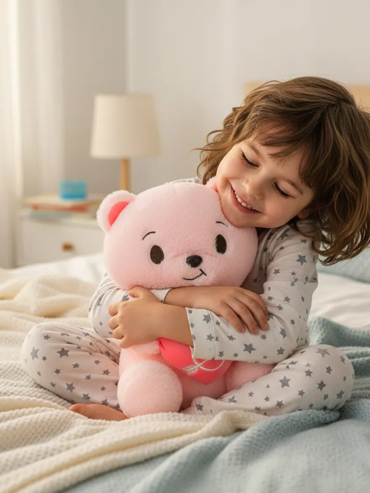 Oso De Peluche Rosado 30cm Con Corazón Regalo Enamorados 6