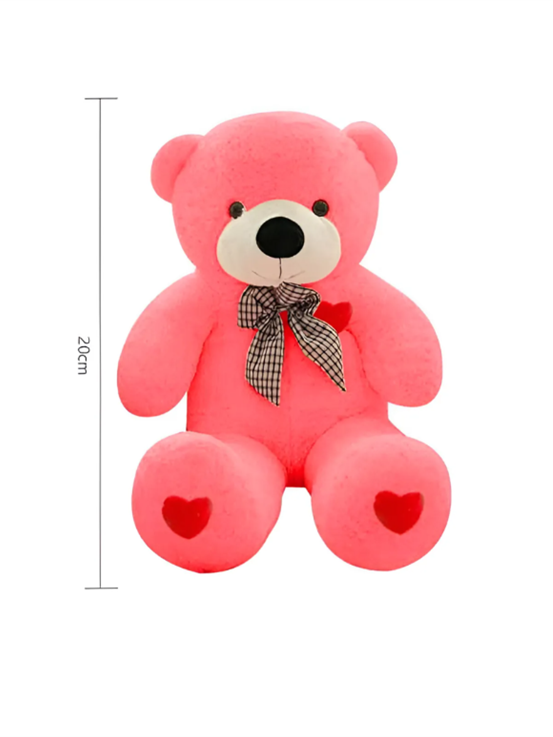 Oso de Peluche Rosado 20cm con Corazones y Lazo 6