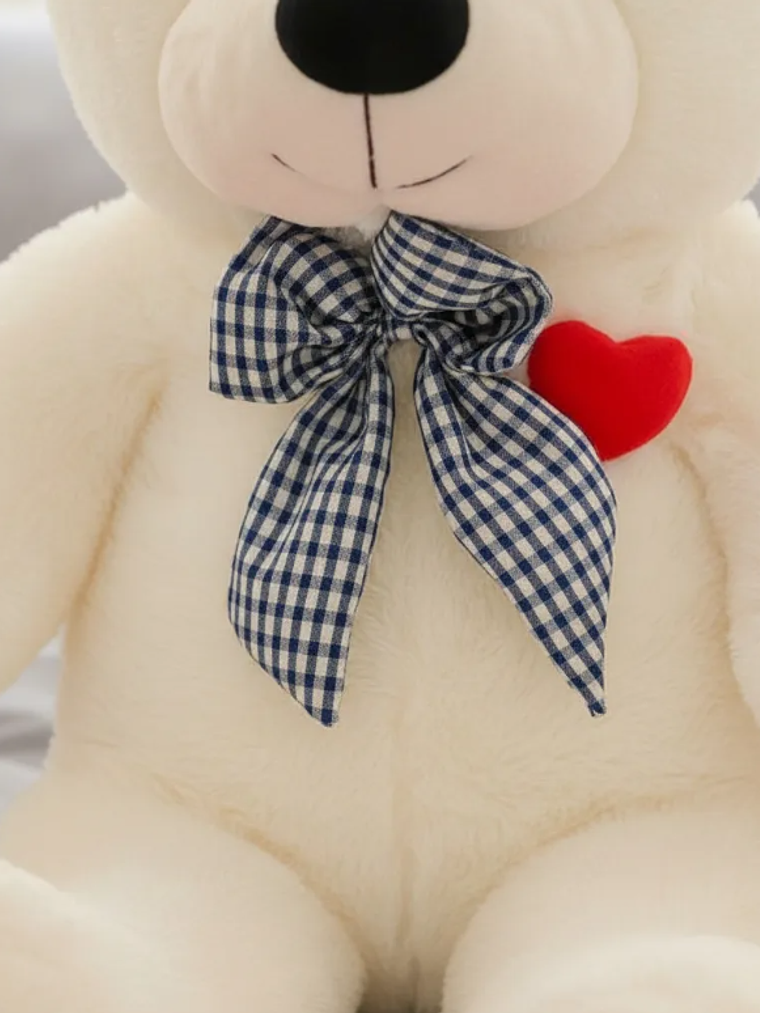 Oso de Peluche Rosado 20cm con Corazones y Lazo 5