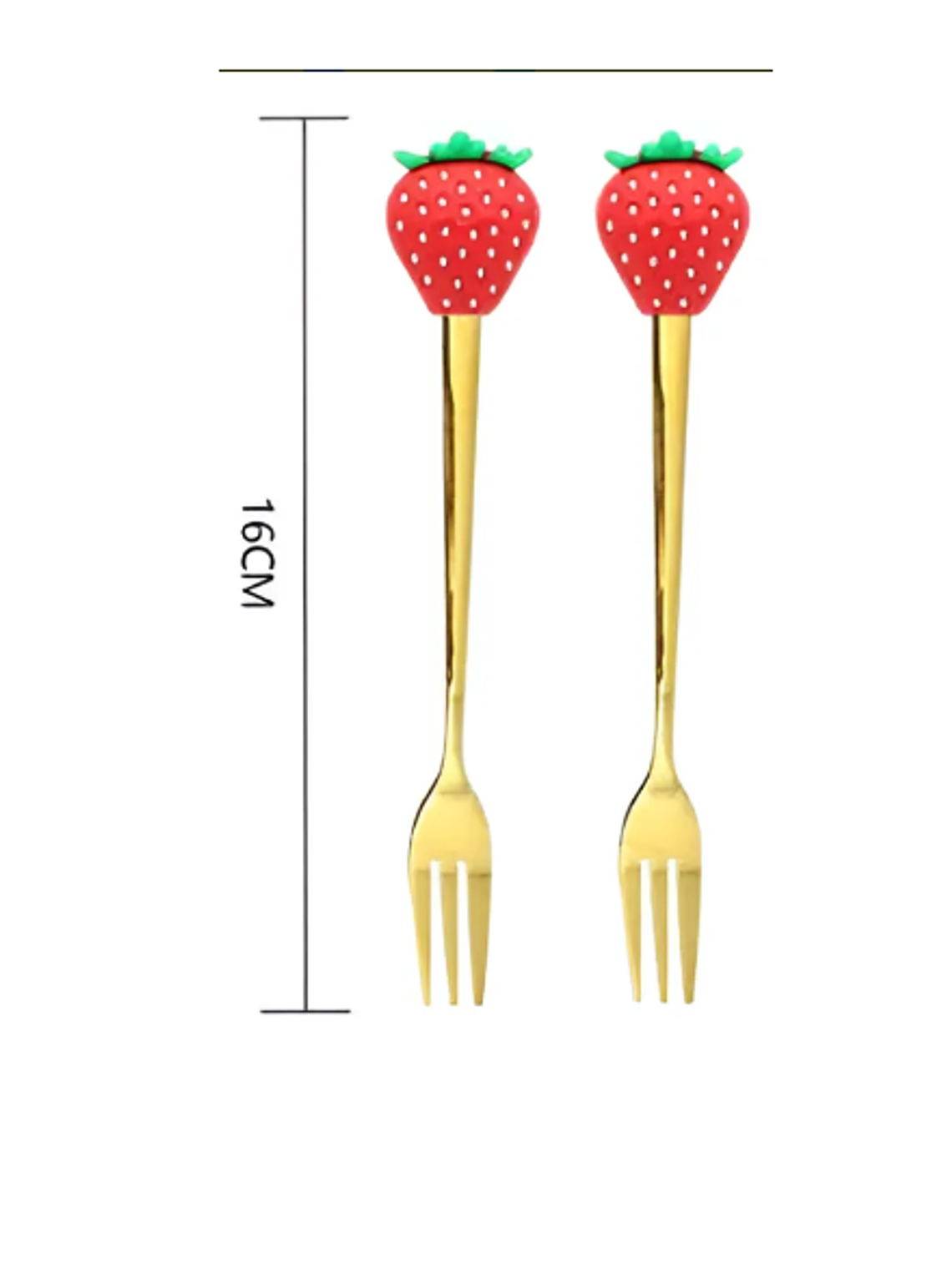 Set Tenedores De Postre Diseño Frutilla Dorados 16cm 5