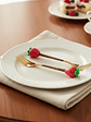 Set Tenedores De Postre Diseño Frutilla Dorados 16cm - Miniatura 2