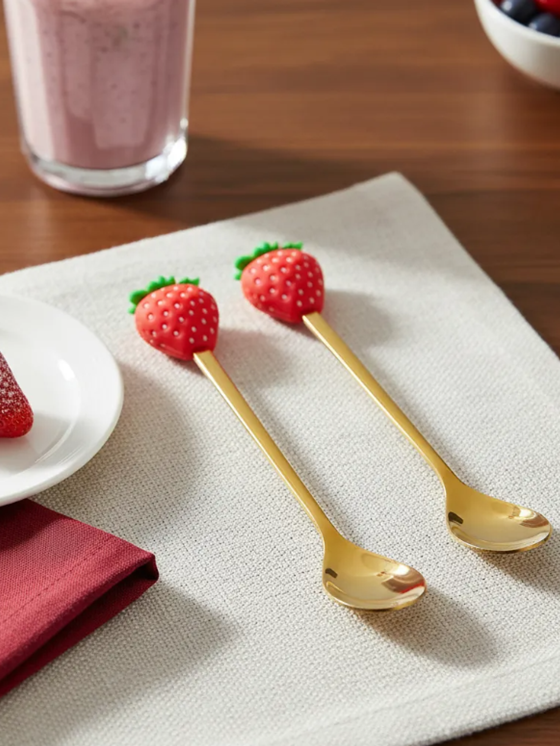 Set Cucharas De Postre Diseño Frutilla Acero Inoxidable 1