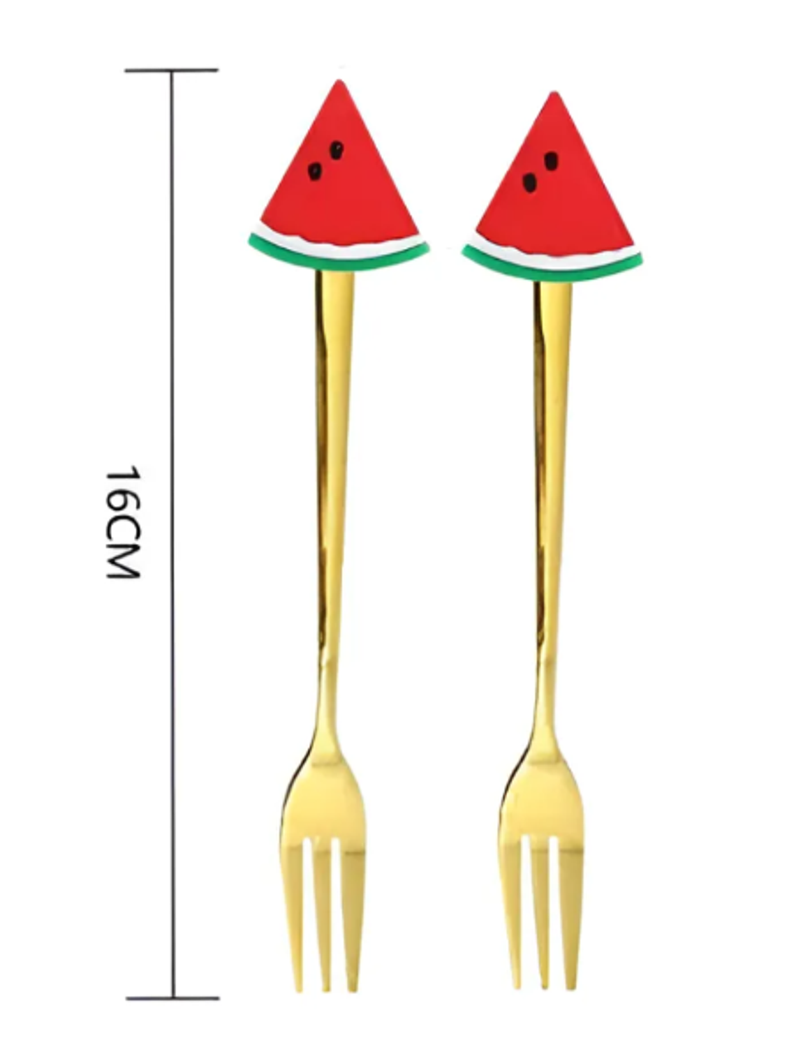 Set Tenedores De Postre Diseño Sandía Dorados 16cm 3