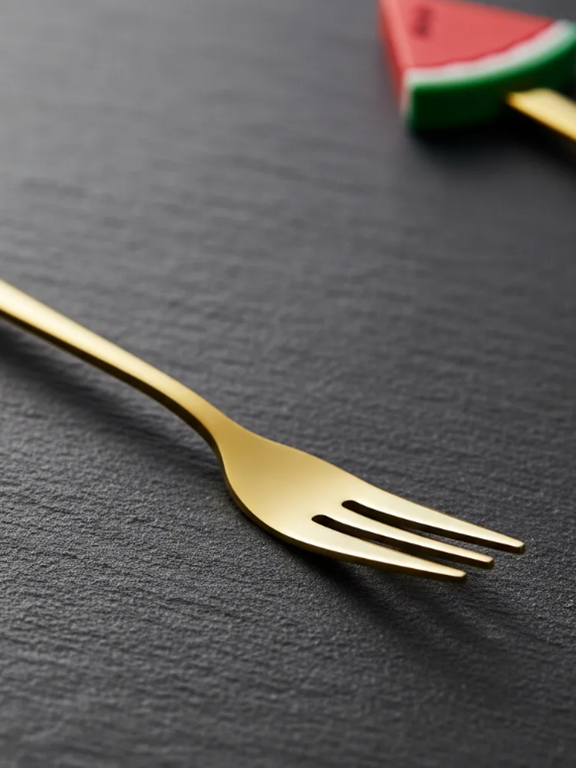 Set Tenedores De Postre Diseño Sandía Dorados 16cm 6