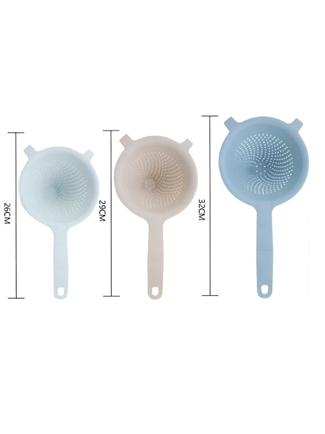 Set  Coladores Plásticos Apilables Con Mango Para Cocina 3