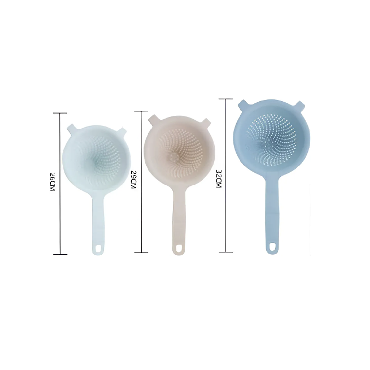 Set  Coladores Plásticos Apilables Con Mango Para Cocina 3