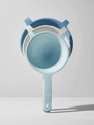 Set  Coladores Plásticos Apilables Con Mango Para Cocina