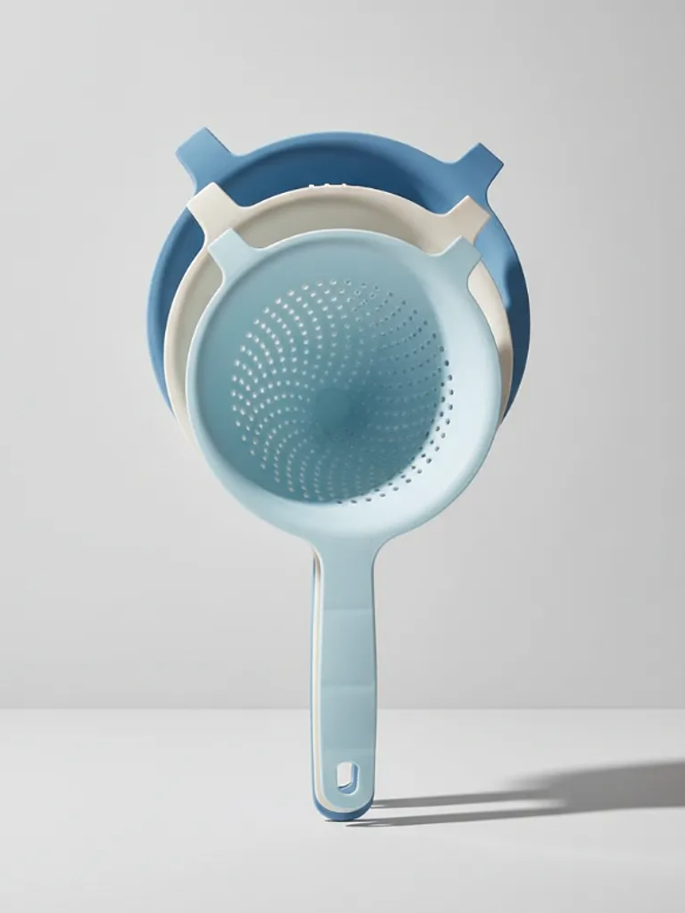 Set  Coladores Plásticos Apilables Con Mango Para Cocina 2