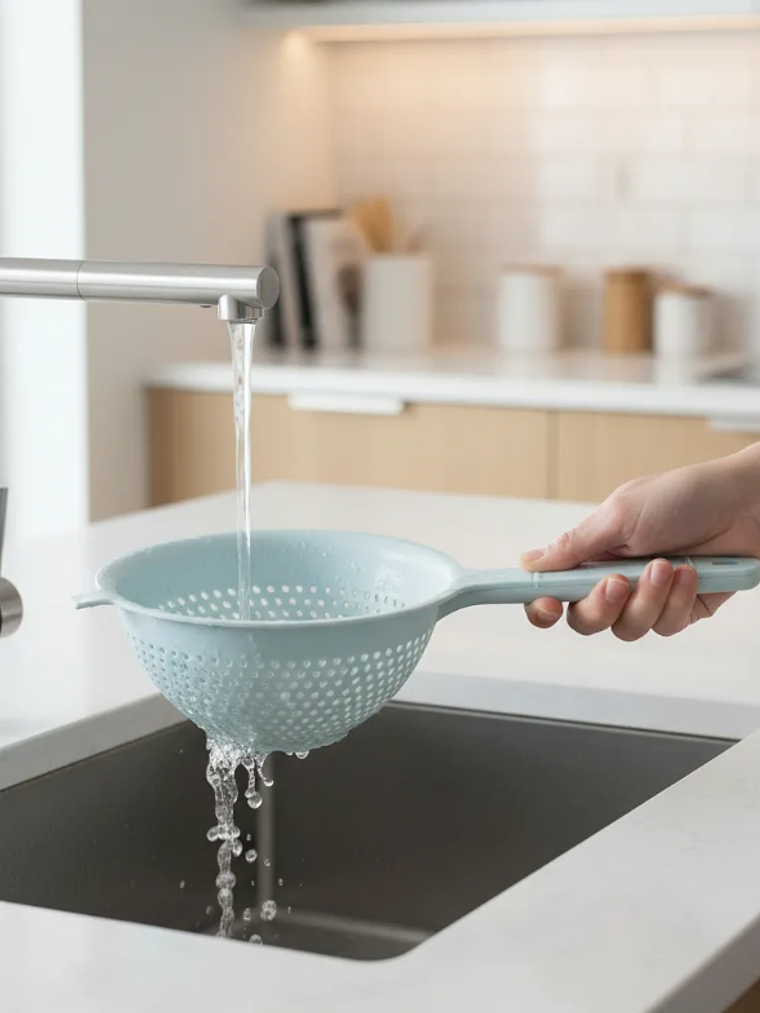 Set  Coladores Plásticos Apilables Con Mango Para Cocina 1