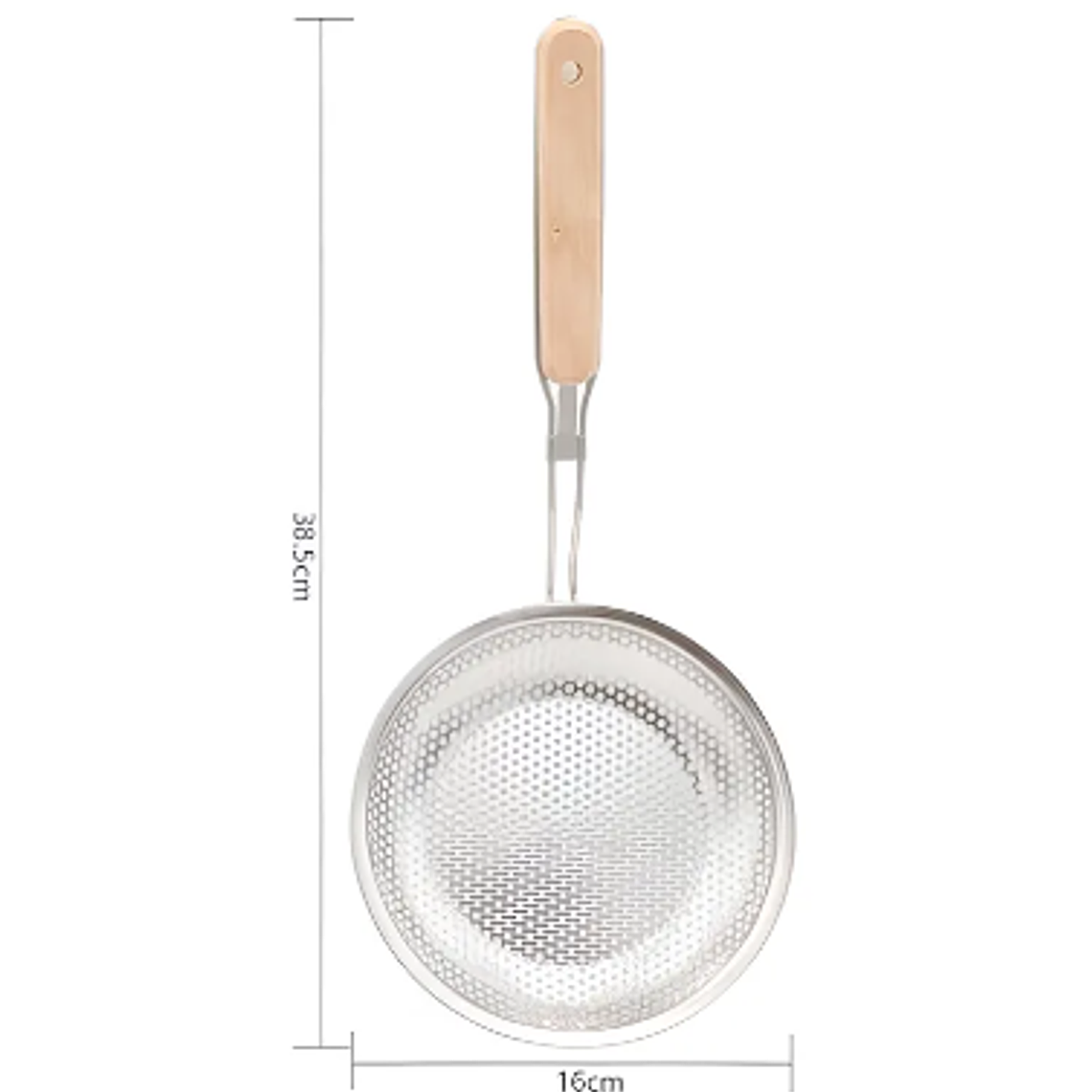 Colador Espumadera Acero Inoxidable Mango Madera 16cm Cocina 3