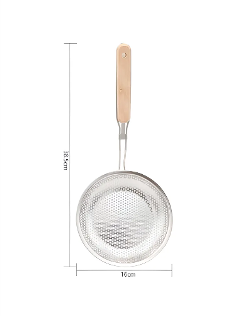 Colador Espumadera Acero Inoxidable Mango Madera 16cm Cocina 3