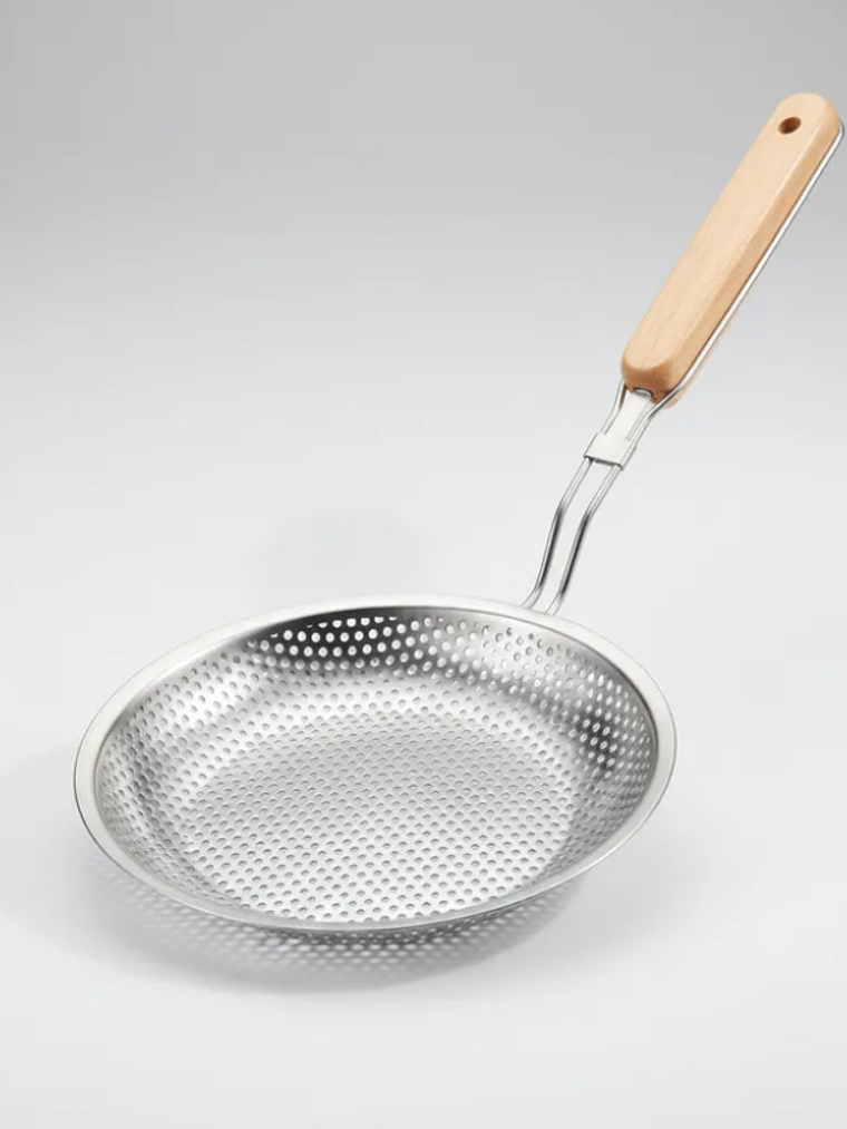 Colador Espumadera Acero Inoxidable Mango Madera 16cm Cocina 6