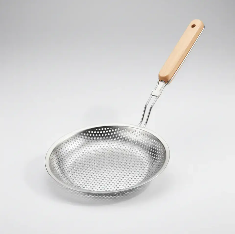 Colador Espumadera Acero Inoxidable Mango Madera 16cm Cocina 6