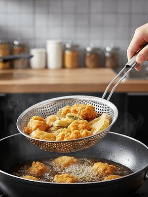 Colador Espumadera Acero Inoxidable Mango Madera 16cm Cocina