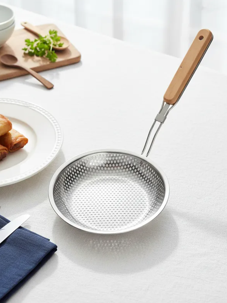 Colador Espumadera Acero Inoxidable Mango Madera 16cm Cocina 7
