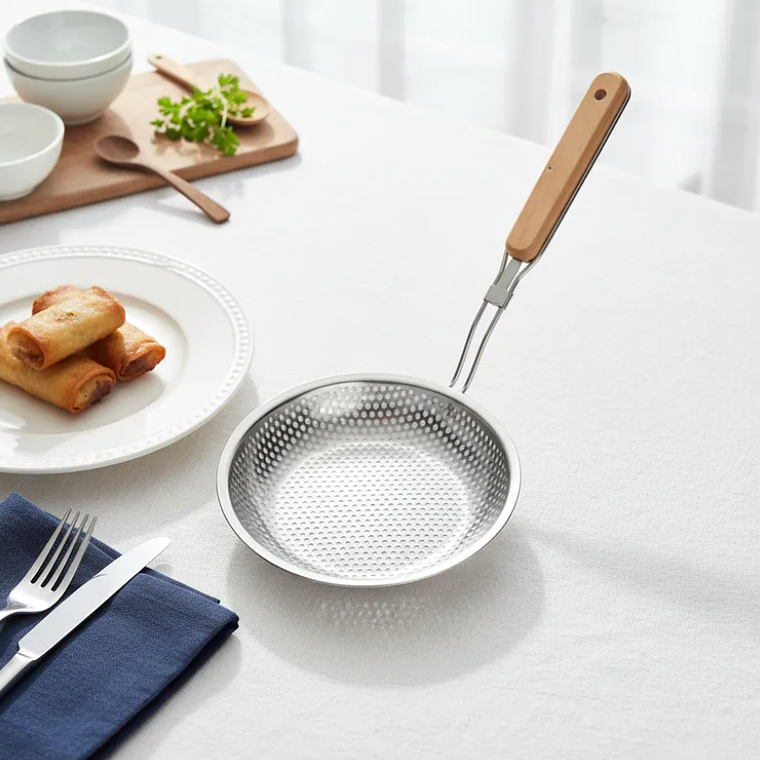 Colador Espumadera Acero Inoxidable Mango Madera 16cm Cocina 7