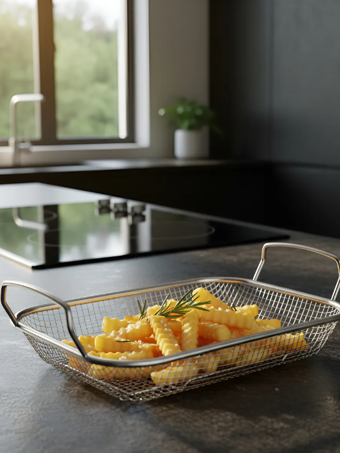 Canasto Cesta Freidora Escurridor De Acero Inoxidable Malla 3