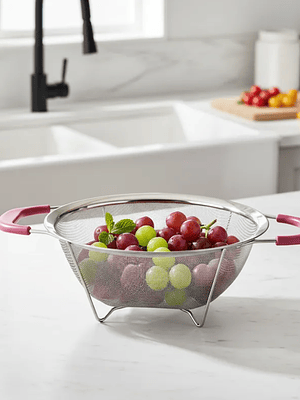 Colador de acero inoxidable con asas rosas 26cm cocina