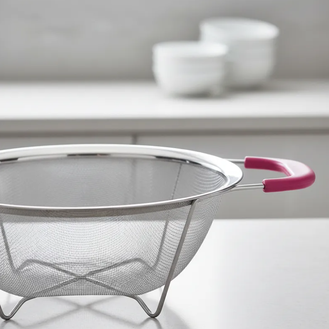 Colador de acero inoxidable con asas rosas 26cm cocina 3