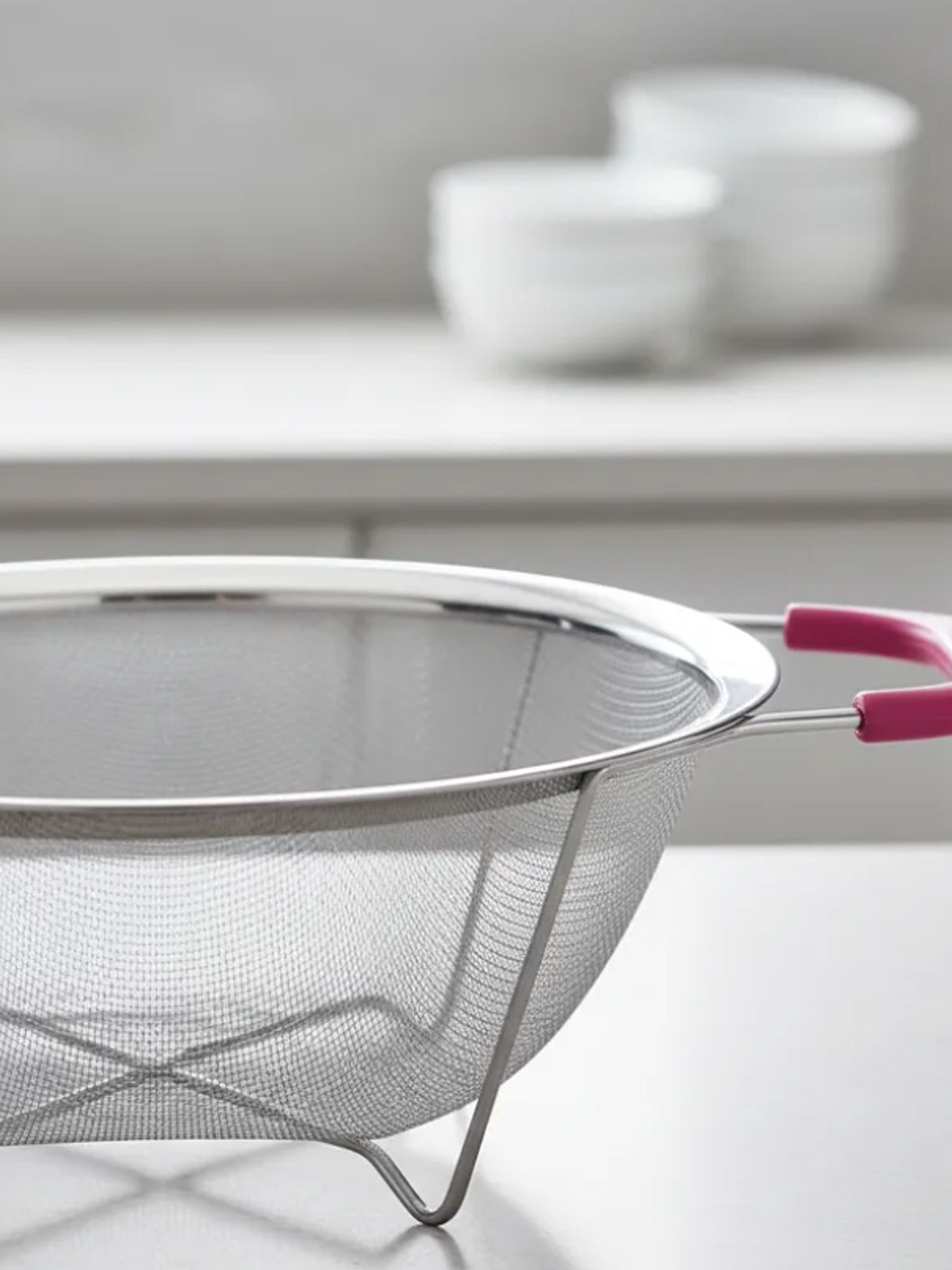 Colador de acero inoxidable con asas rosas 26cm cocina 3