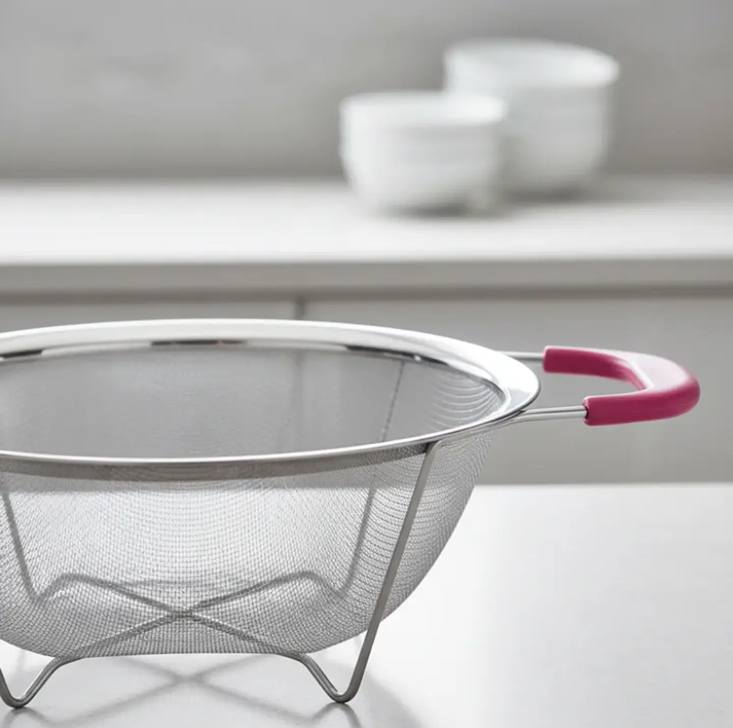 Colador de acero inoxidable con asas rosas 26cm cocina 3