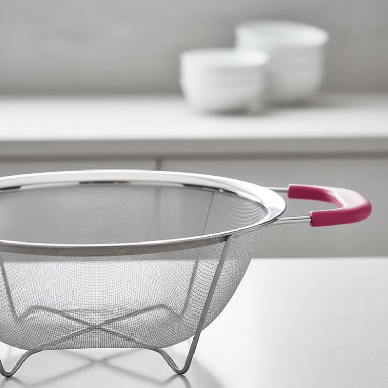 Colador de acero inoxidable con asas rosas 26cm cocina 3