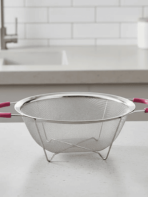Colador de acero inoxidable con asas rosas 26cm cocina