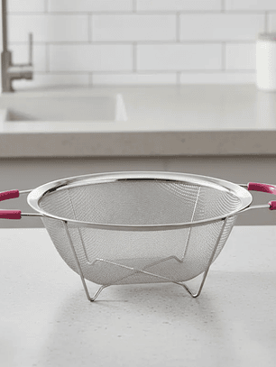 Colador de acero inoxidable con asas rosas 26cm cocina