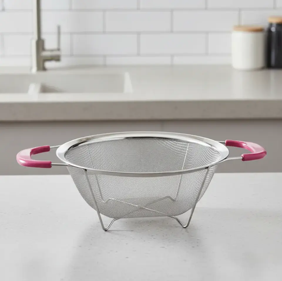 Colador de acero inoxidable con asas rosas 26cm cocina 2