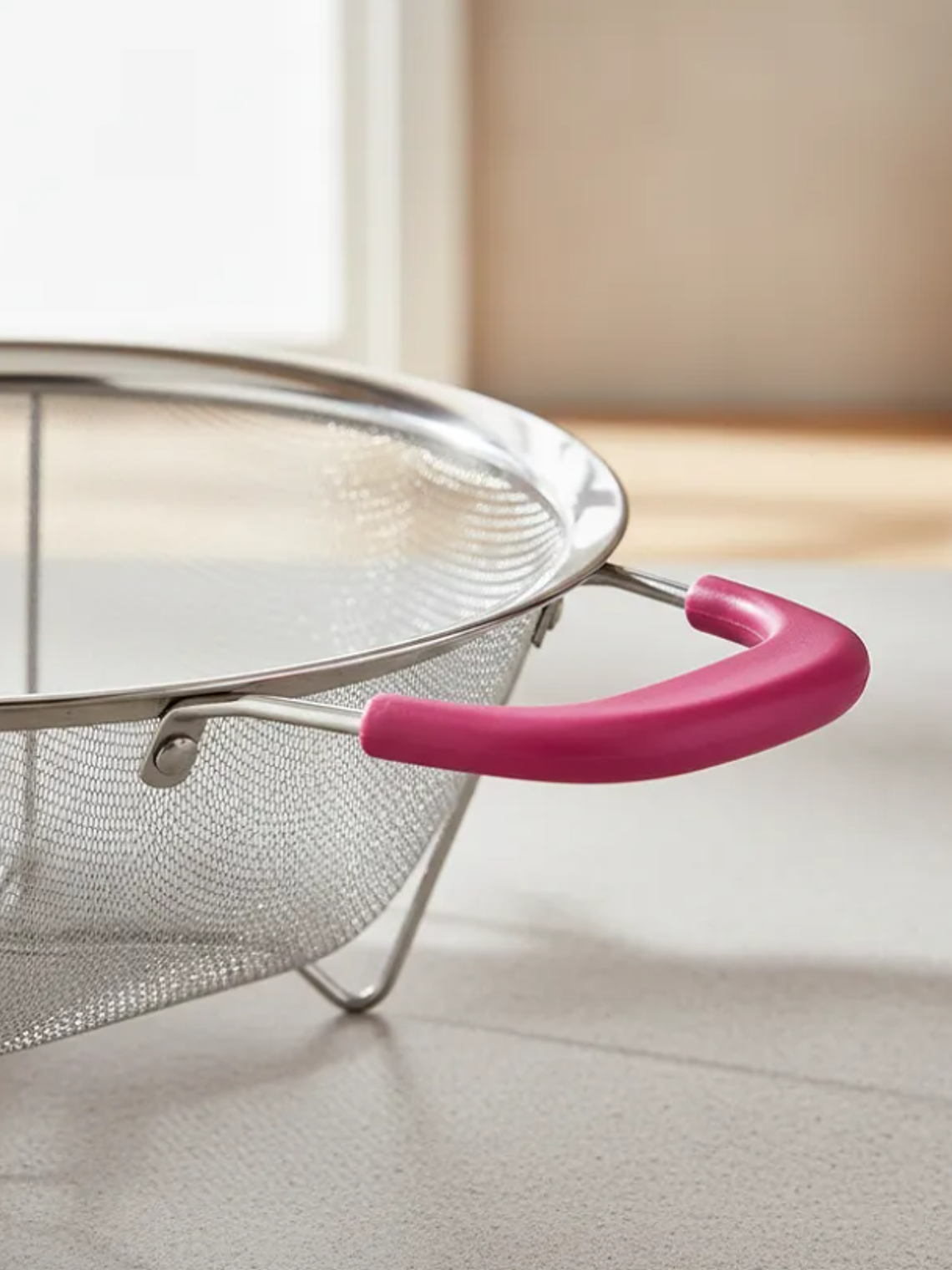 Colador de acero inoxidable con asas rosas 26cm cocina 5