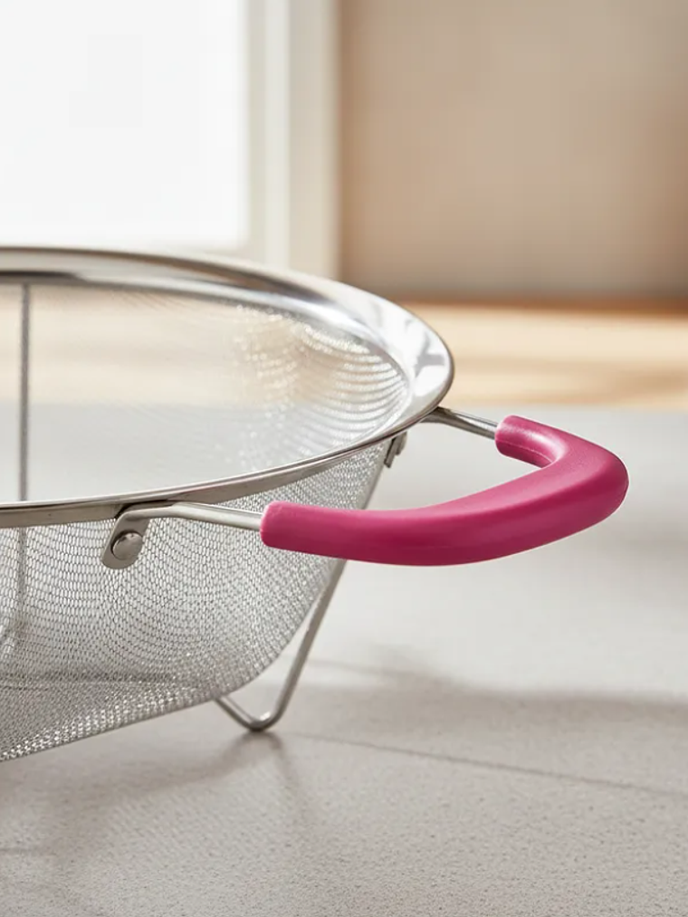 Colador de acero inoxidable con asas rosas 26cm cocina 5