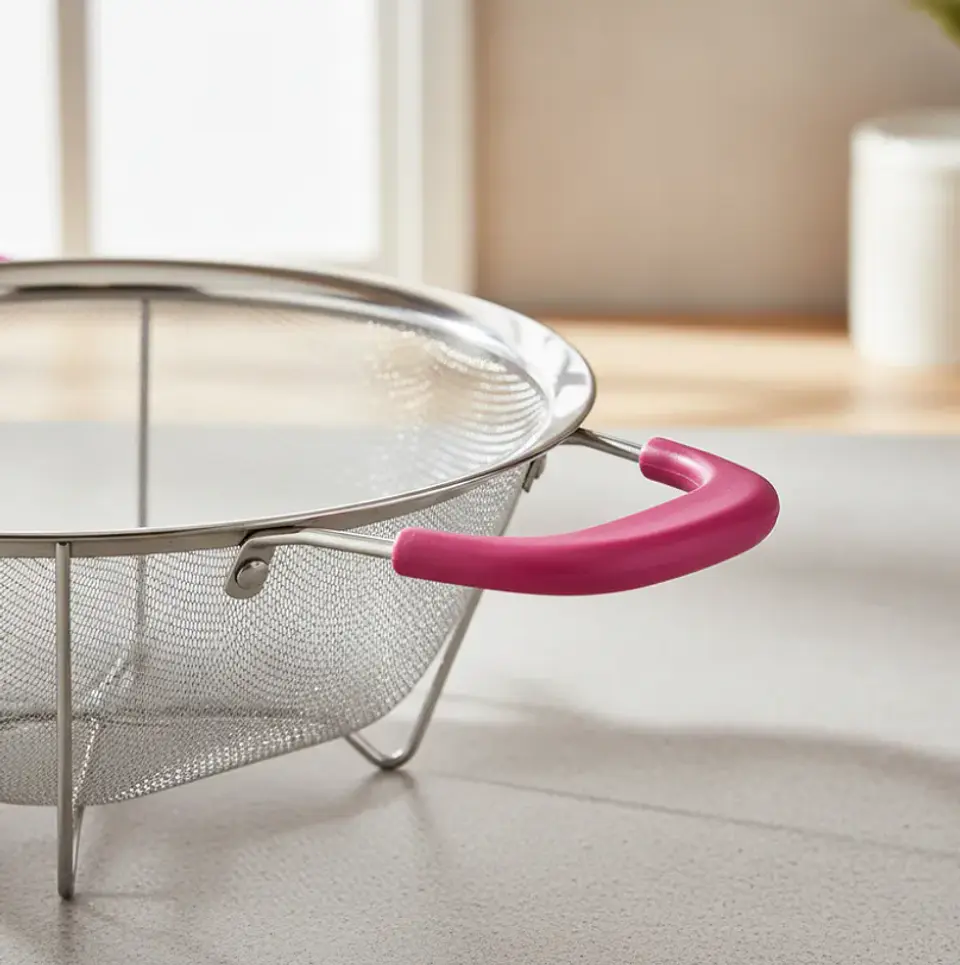 Colador de acero inoxidable con asas rosas 26cm cocina 5